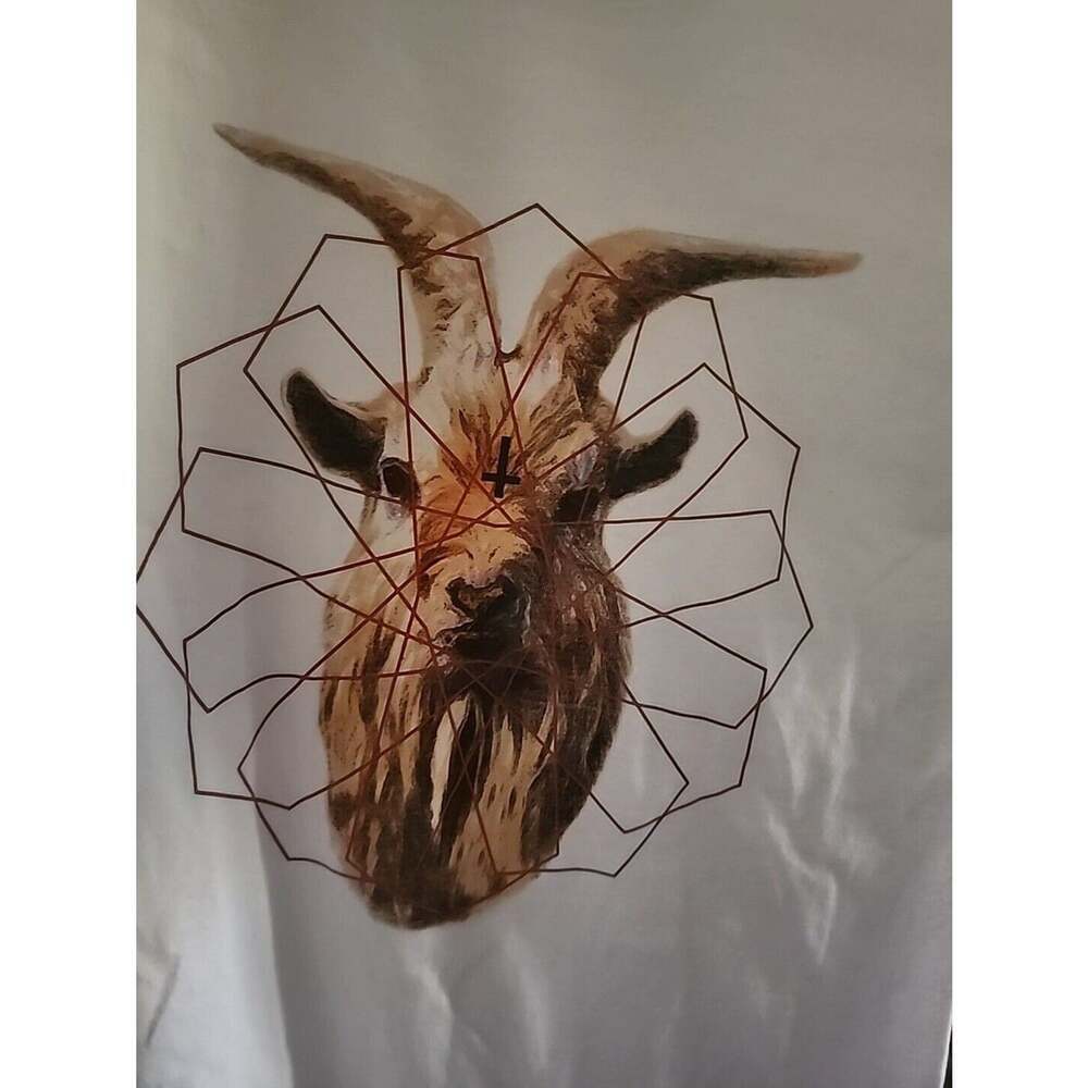 Black Scale Horned Goat Inverted Cross Sacred Geometry Magic Sz Small CR6 NWT